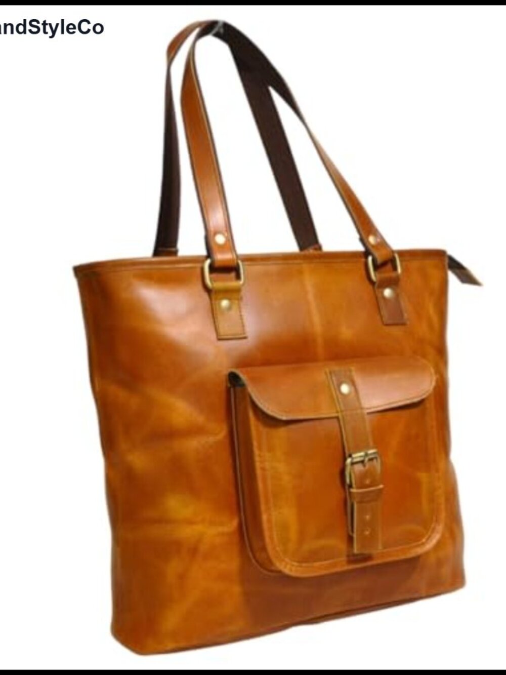 Genuine Buff Leather Tote Handmade Large Vintage Shoulder Handbag